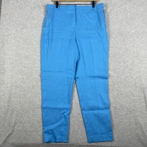 Court & Rowe Linen Blend Ankle Pants Womens Size 14 Turquoise Tailored Summer